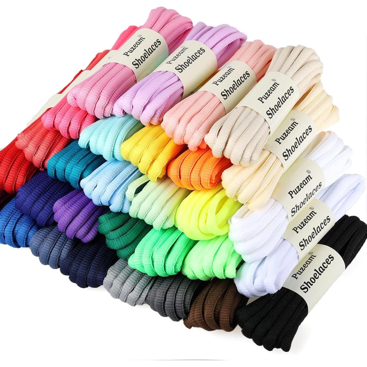 2 Pares de Cordones Ovalados Deportivos Puzeam 0.64 cm 30 Colores