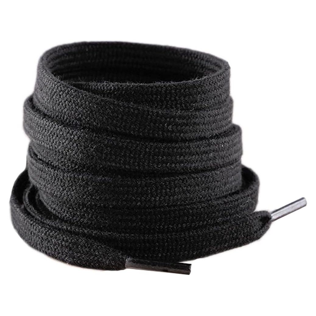 Cordones Planos de Algodón VSUDO 120 cm Negro 8 mm para Zapatillas