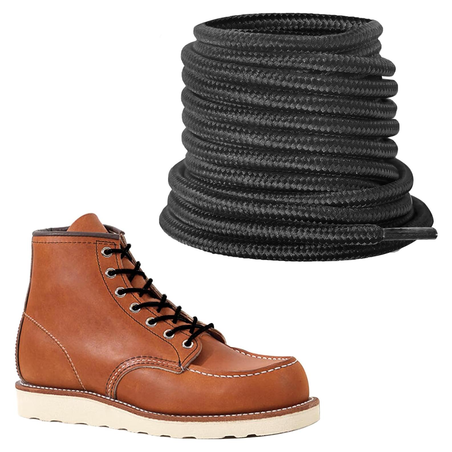 Cuerdas de Zapato Redondas 180cm Negro Duraderas para Botas