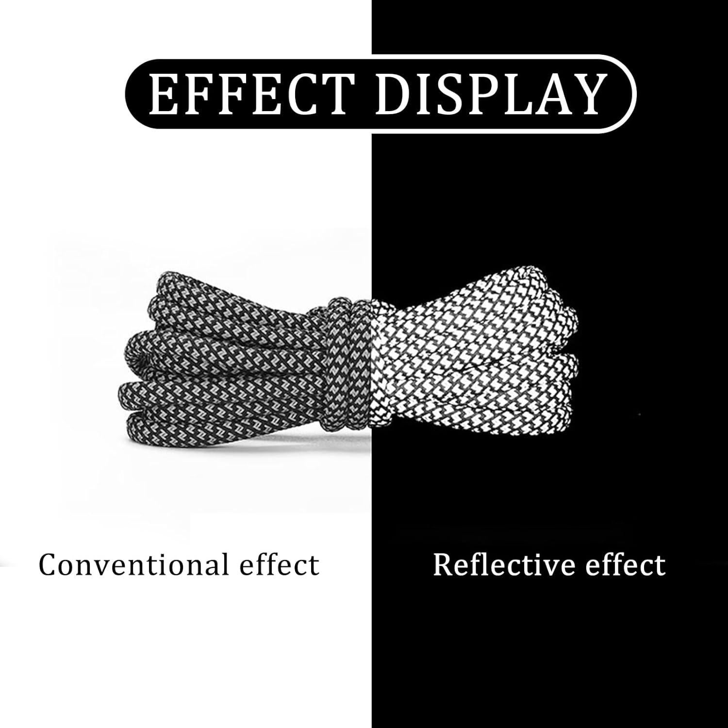 Cordoneras Redondas Reflectantes Negras 115cm para Botas