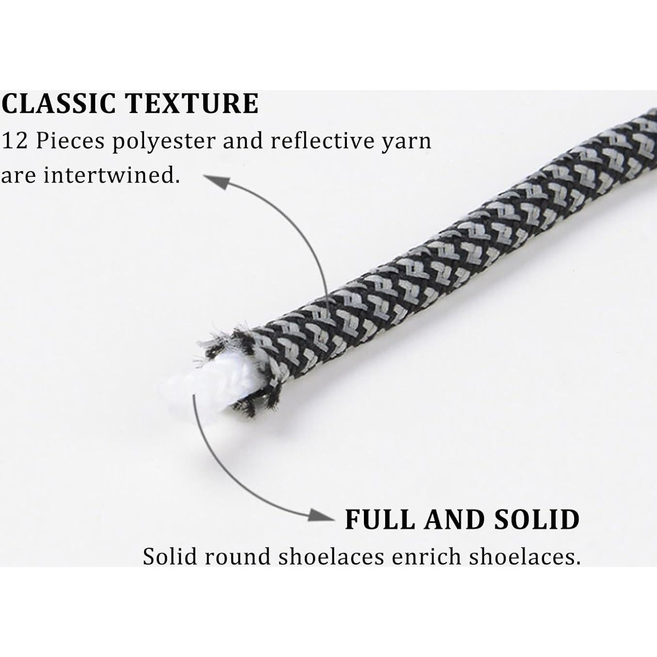 Cordoneras Redondas Reflectantes Negras 115cm para Botas