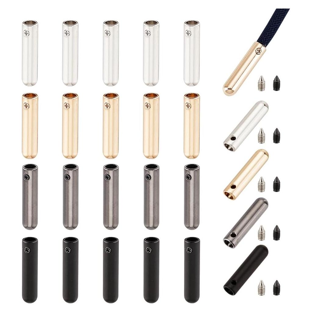 NBEADS 24 Juegos de Puntas de Cordón de Aleación 4mm