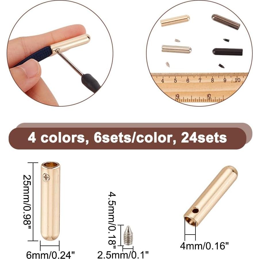 NBEADS 24 Juegos de Puntas de Cordón de Aleación 4mm