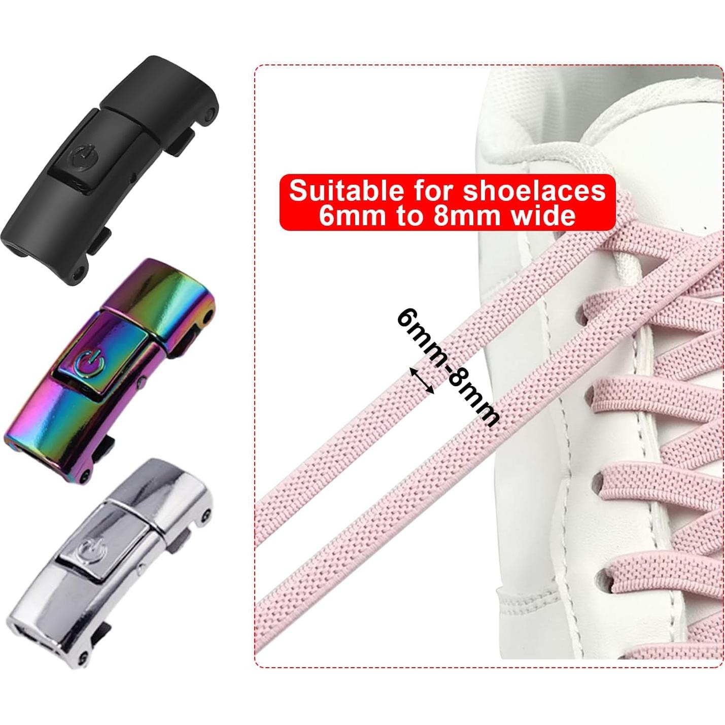 Hebillas de Cordones de Metal 12 Piezas - Negro, Plateado, Arcoíris