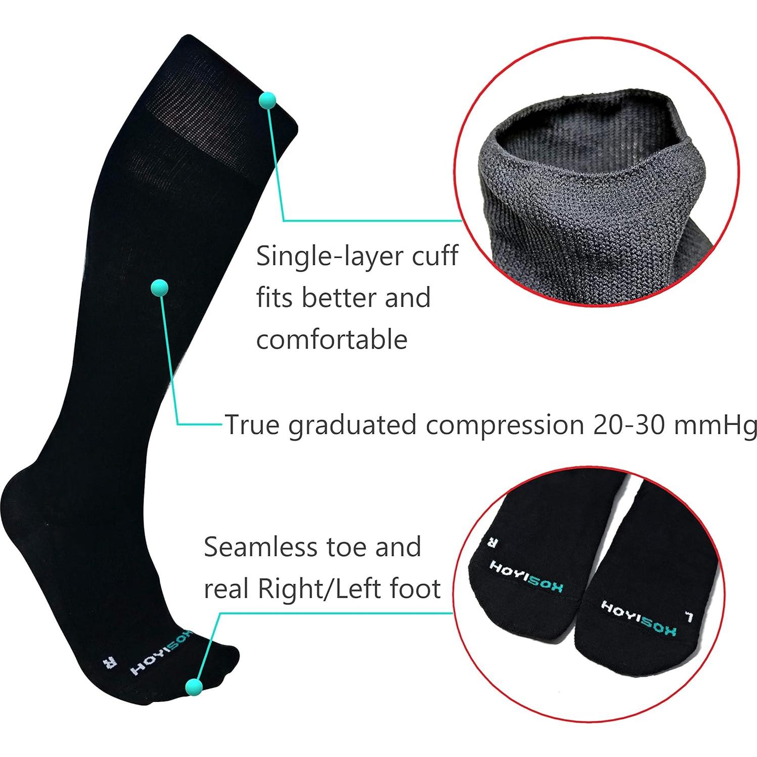 Calcetines de Compresión Grandes y Altos Unisex L a 8XL Negros