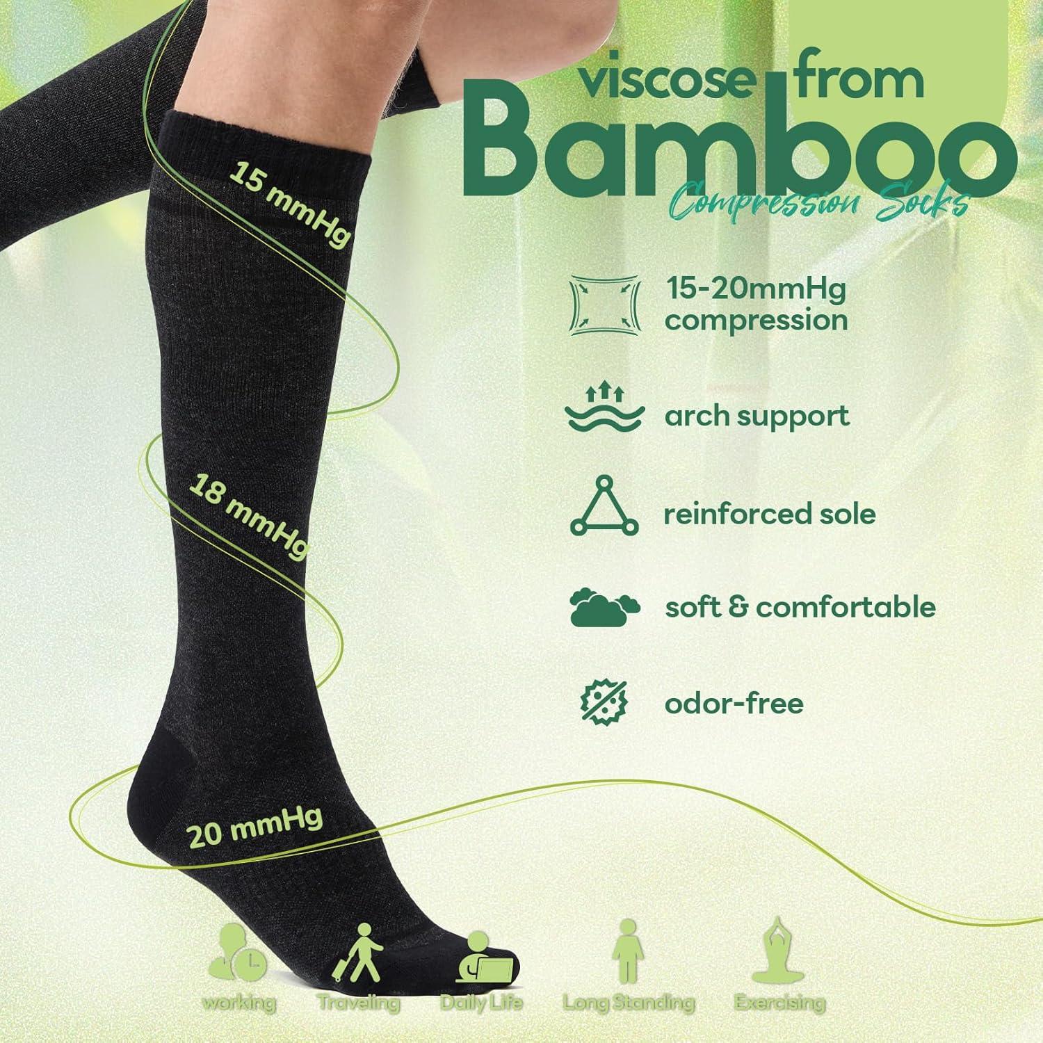Calcetines de Compresión Iambamboo Unisex 15-20 mmHg Viscosa Bambú
