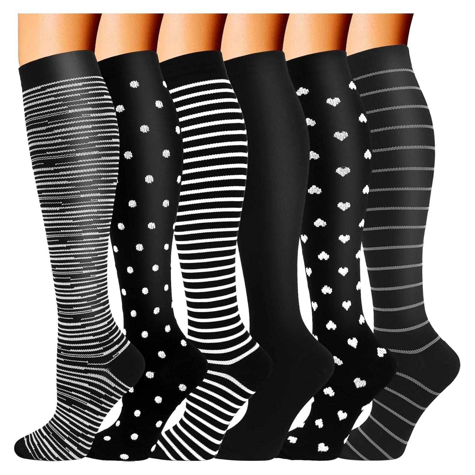 Calcetines de Compresión Doble Pareja 6 Pares Unisex 20-30 mmHg