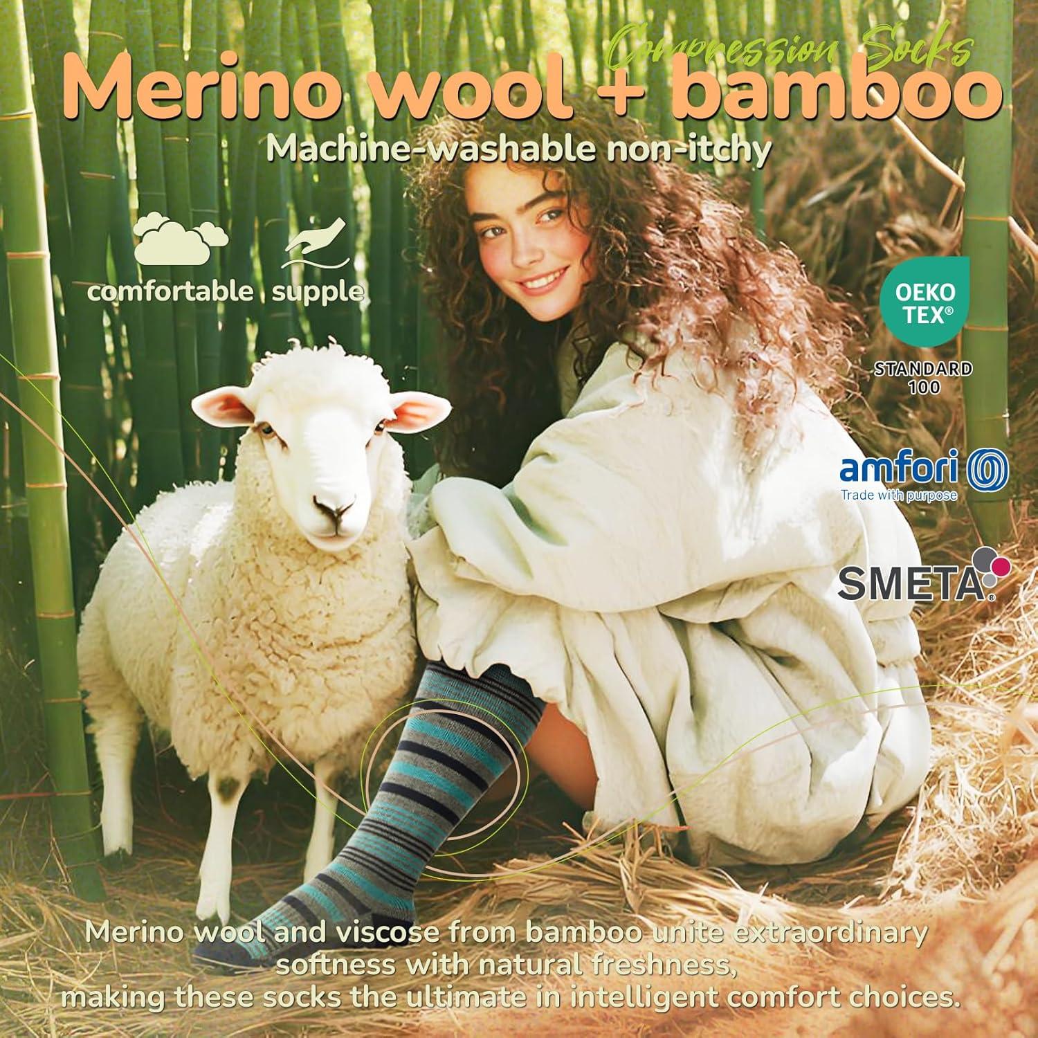 Calcetines de Compresión Unisex Lana Merino 15-20 mmHg