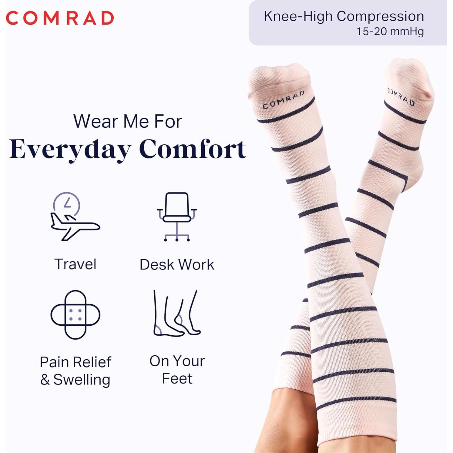 Calcetines de Compresión Altos Comrad Unisex 15-20 mmHg Rayas