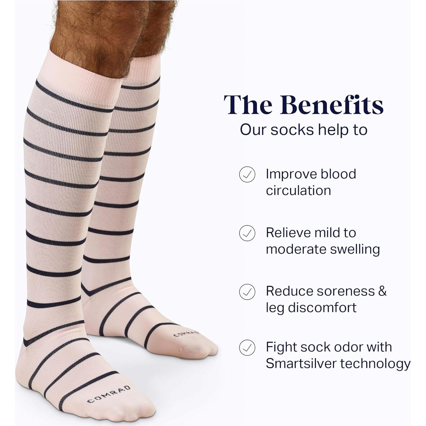 Calcetines de Compresión Altos Comrad Unisex 15-20 mmHg Rayas