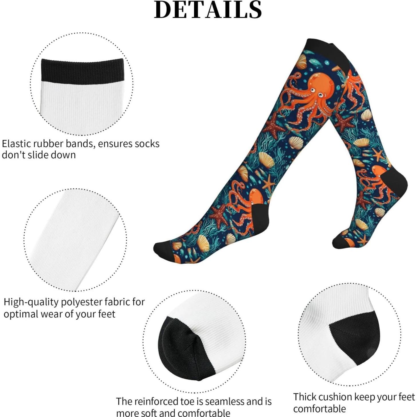 Calcetines de Compresión Unisex 15-20mmHg Soporte para Pantorrilla