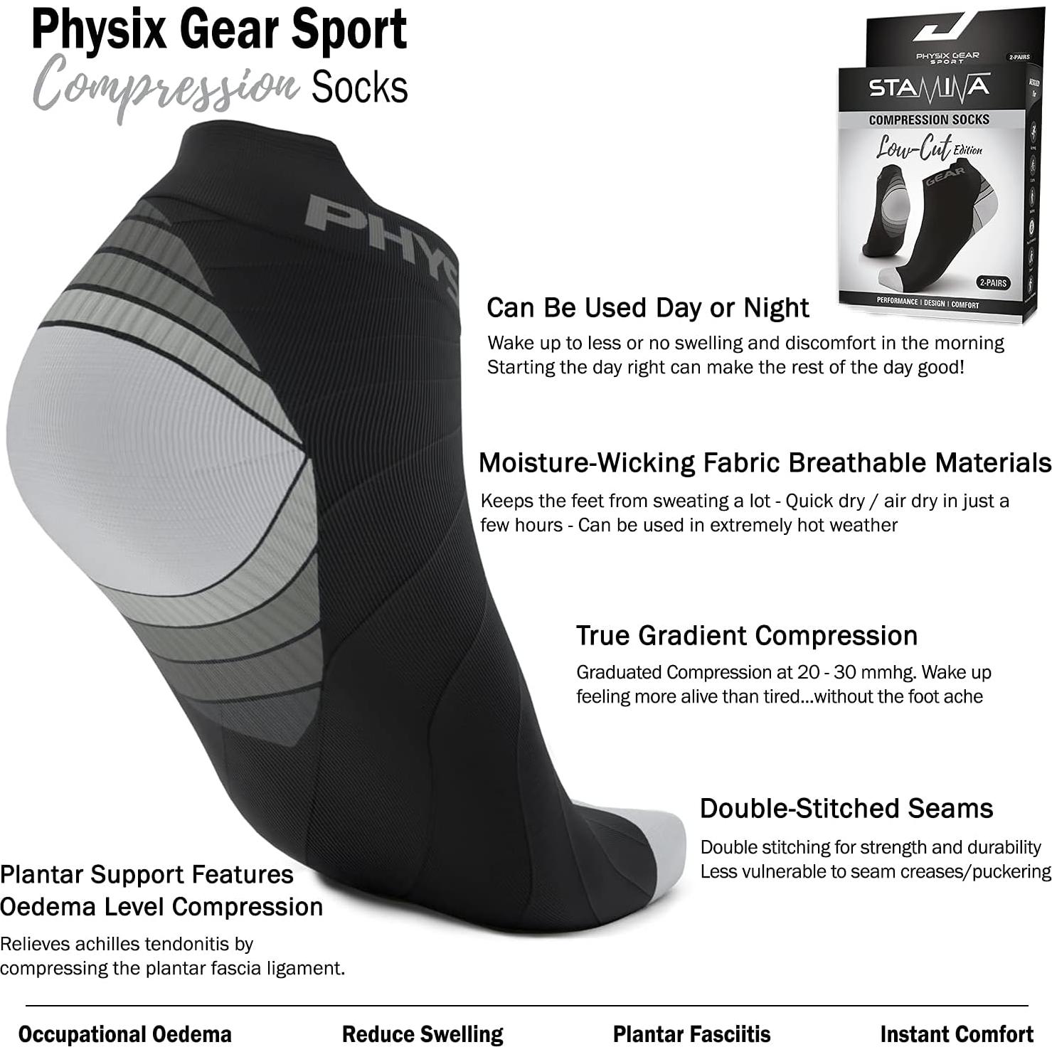 Calcetines Cortos de Compresión Physix Gear para Hombres y Mujeres - Soporte de Arco y Comodidad