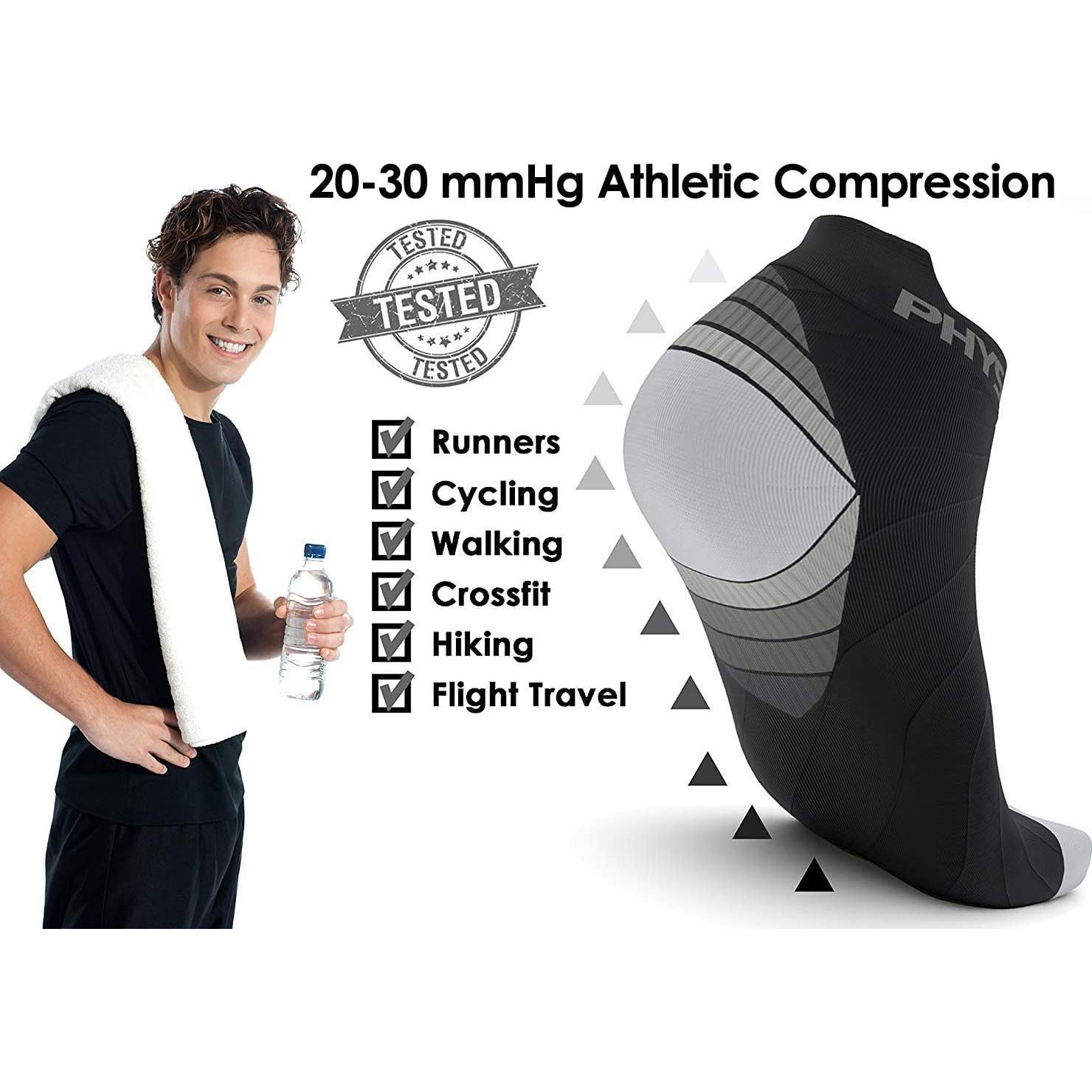 Calcetines Cortos de Compresión Physix Gear para Hombres y Mujeres - Soporte de Arco y Comodidad