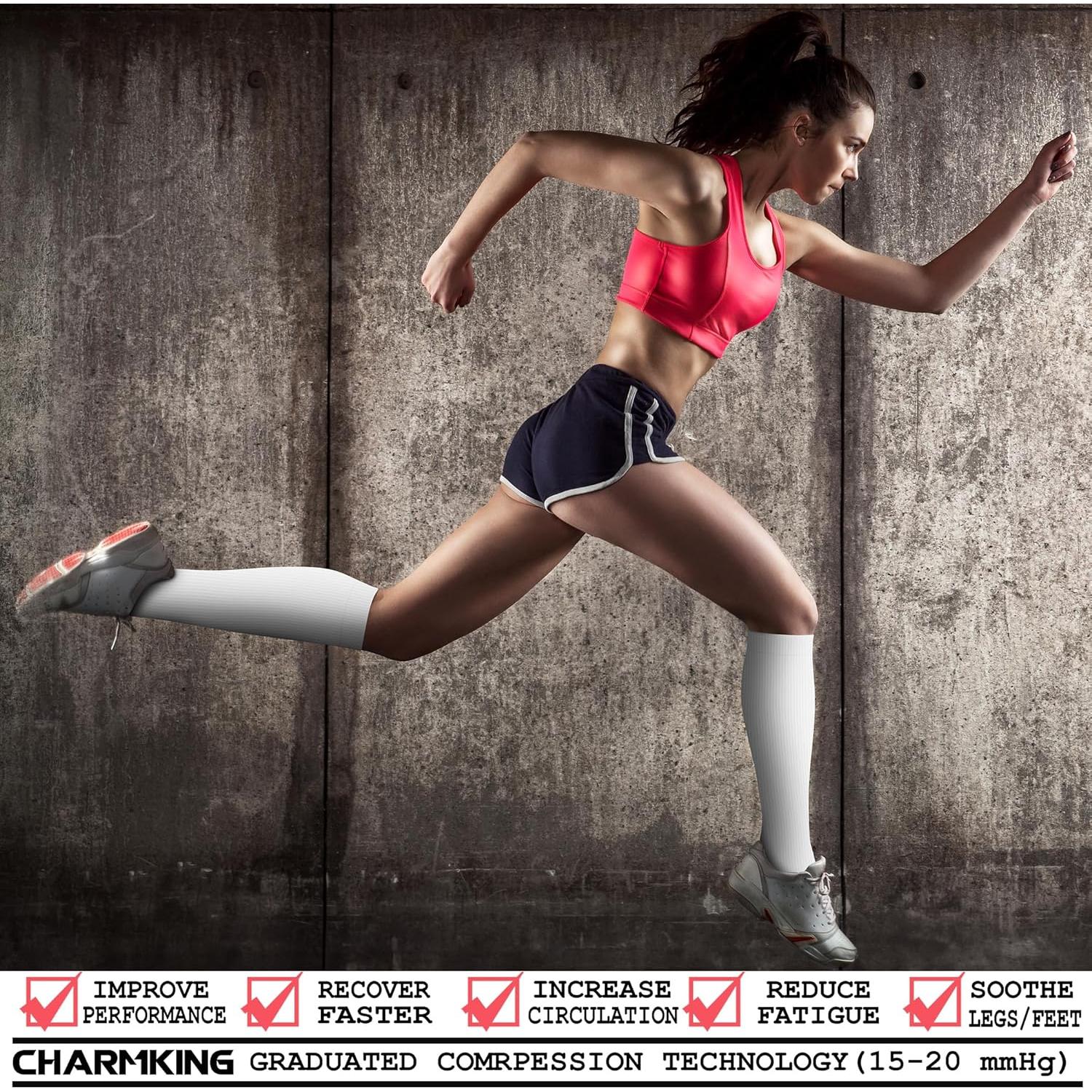 Calcetines de Compresión CHARMKING Unisex 15-20 mmHg 3 Pares