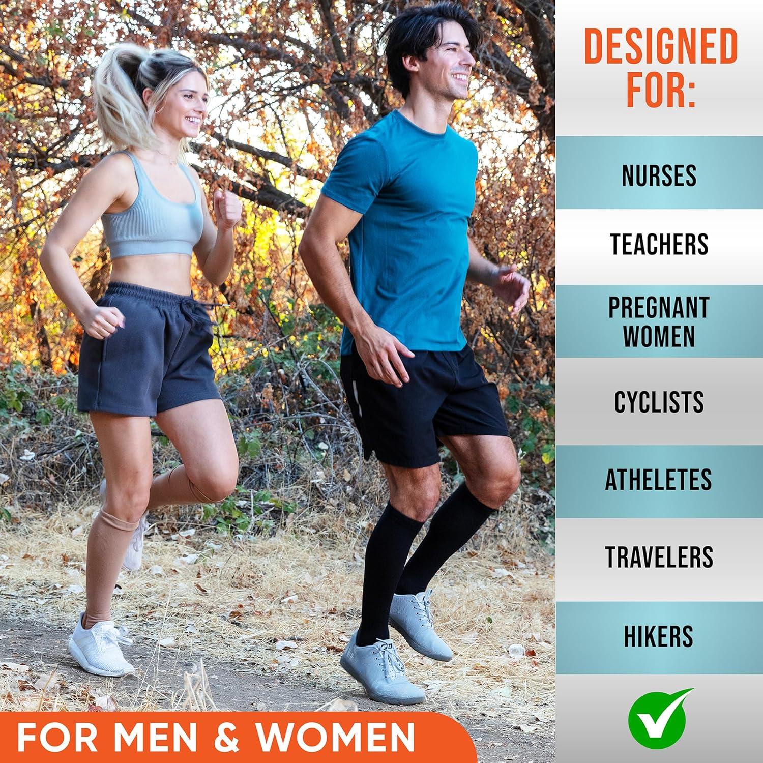 Calcetines de Compresión PhysFlex Unisex 3 Pares Negro 15-20mmHg