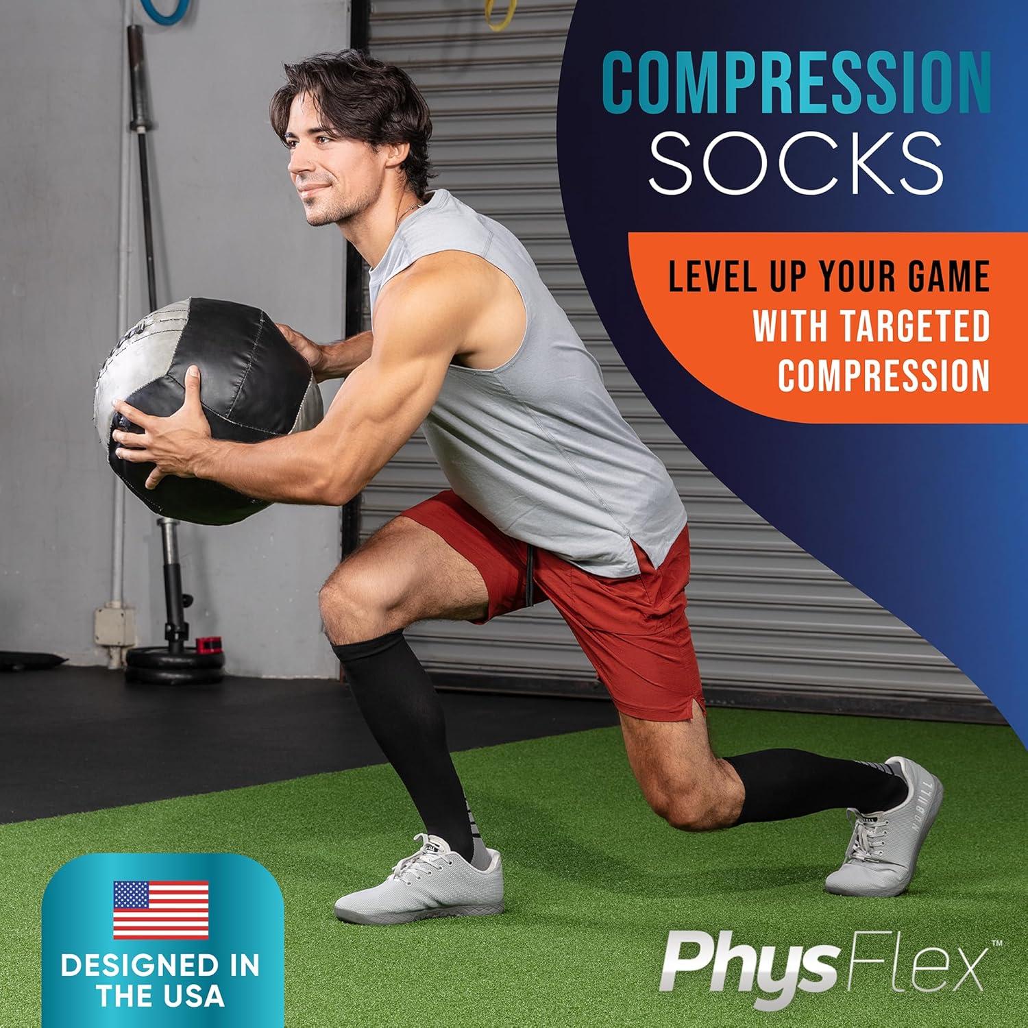 Calcetines de Compresión PhysFlex Unisex 3 Pares Negro 15-20mmHg