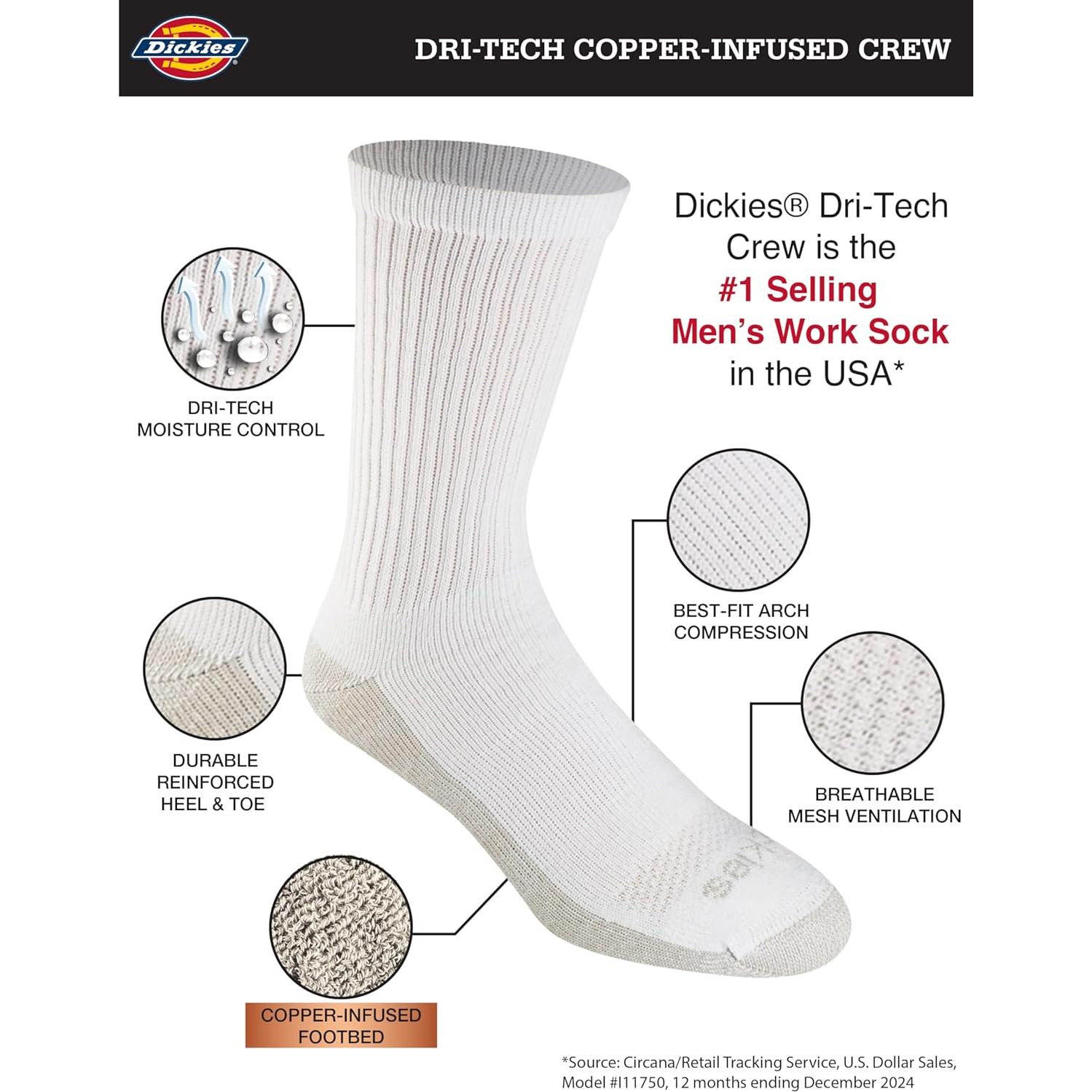 Calcetines Dri-Tech Dickies para Hombre - Control de Humedad (6 Pares)