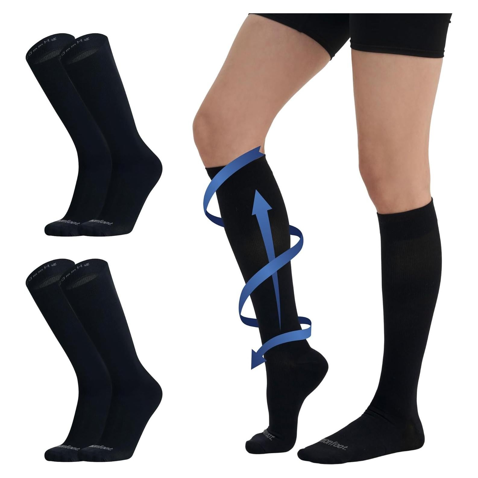 Medias Compresivas MONFOOT 15-20 mmHg Unisex - 3 Pares Negros