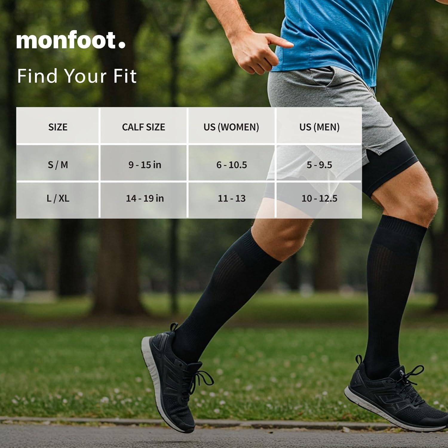 Medias Compresivas MONFOOT 15-20 mmHg Unisex - 3 Pares Negros