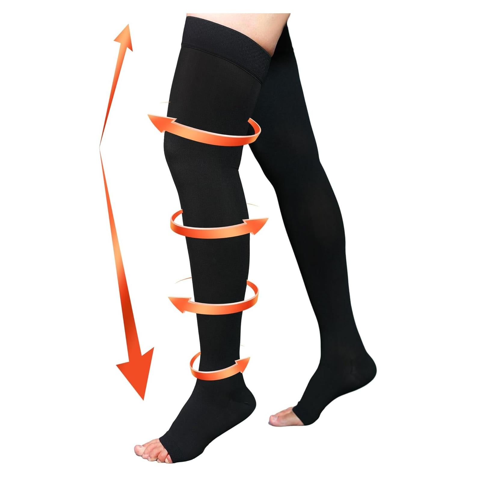 Medias de Compresión 20-30 mmHg Bewzilove Talla Grande Negra