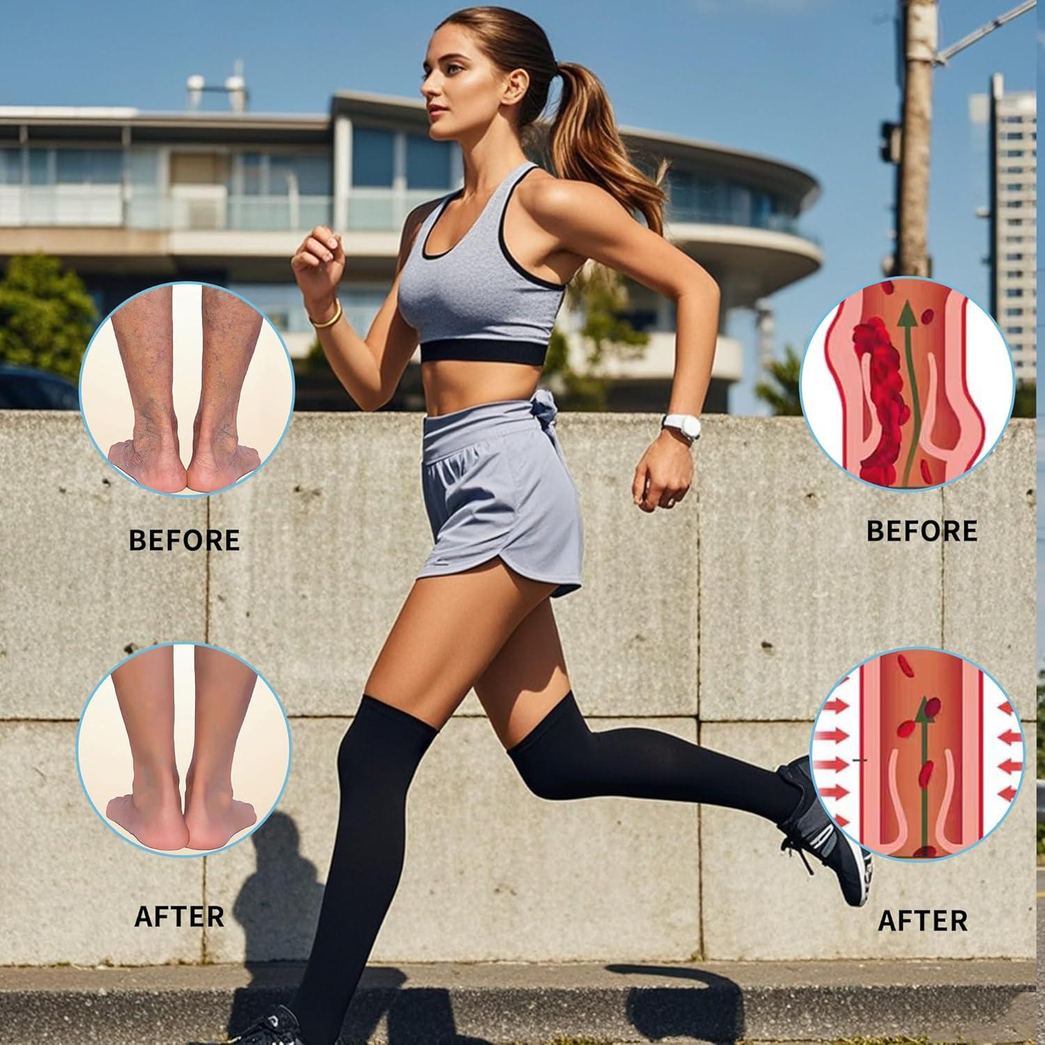 Medias de Compresión 20-30 mmHg Bewzilove Talla Grande Negra