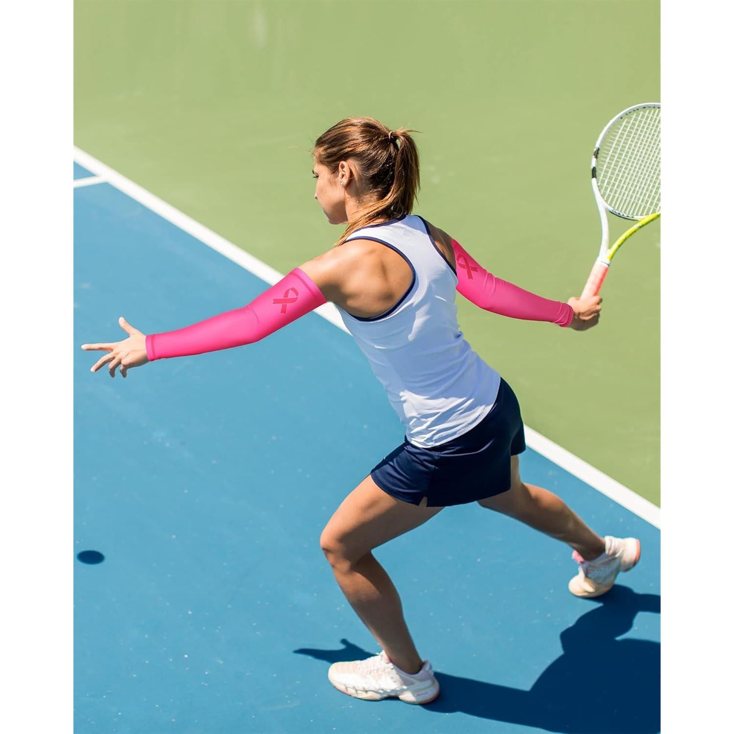 Mangas de Compresión Rosa Gejoy para Conciencia Cáncer Mama - 4 Pares