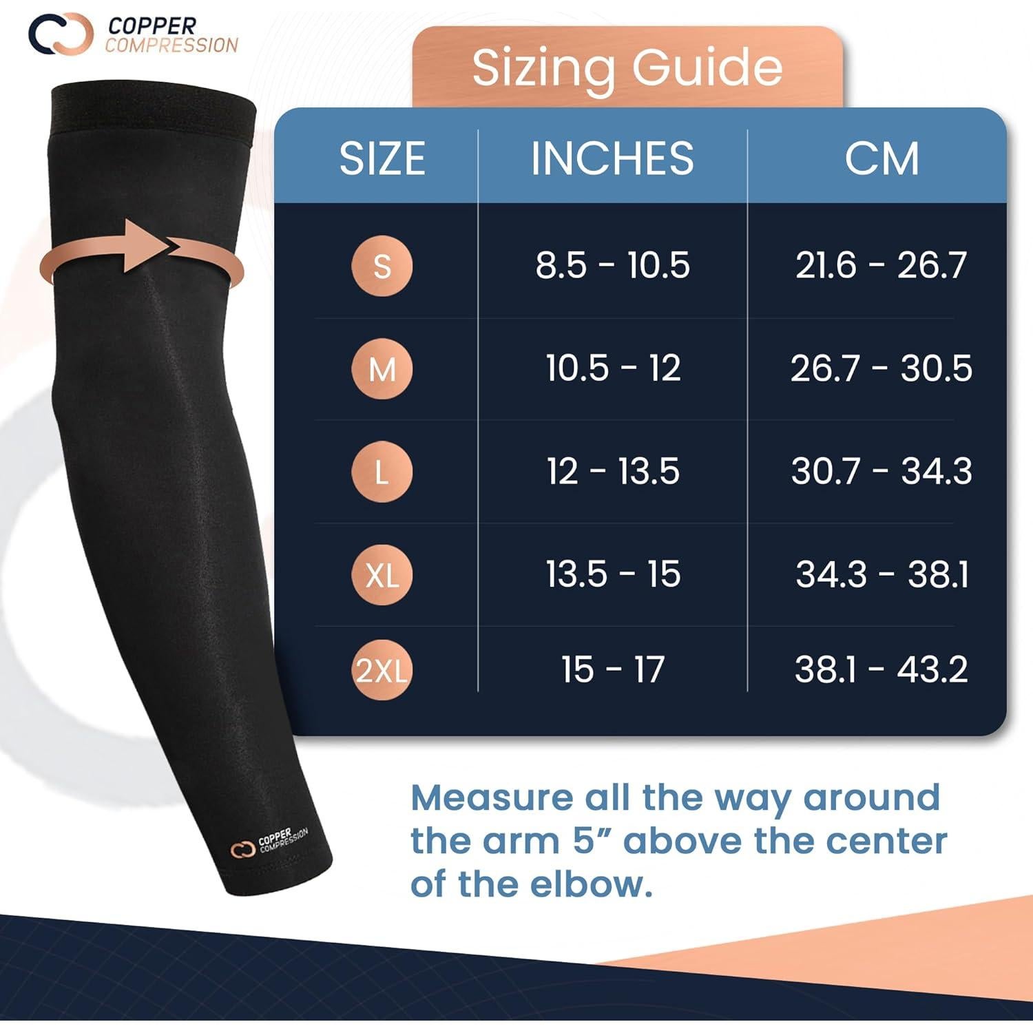 Manga de Compresión de Cobre Copper Compression - Mediana - Negro