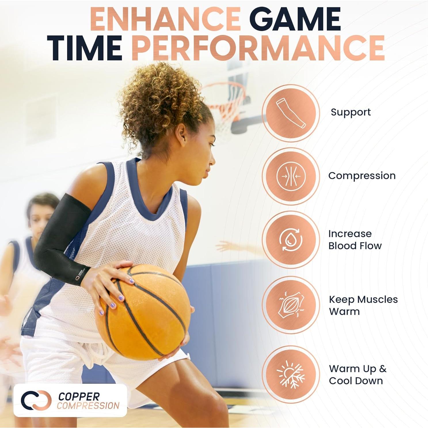 Manga de Compresión de Cobre Copper Compression - Mediana - Negro