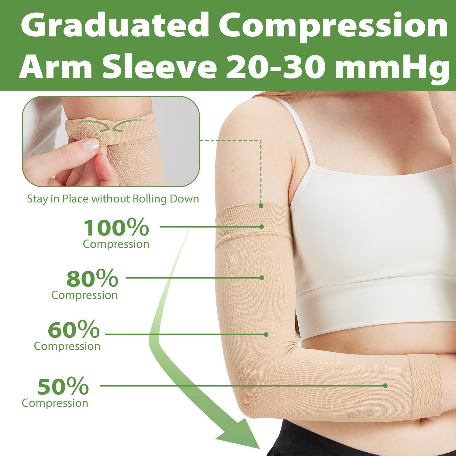 Manga de Compresión para Brazo Mujer LIKAWEN 20-30 mmHg Beige