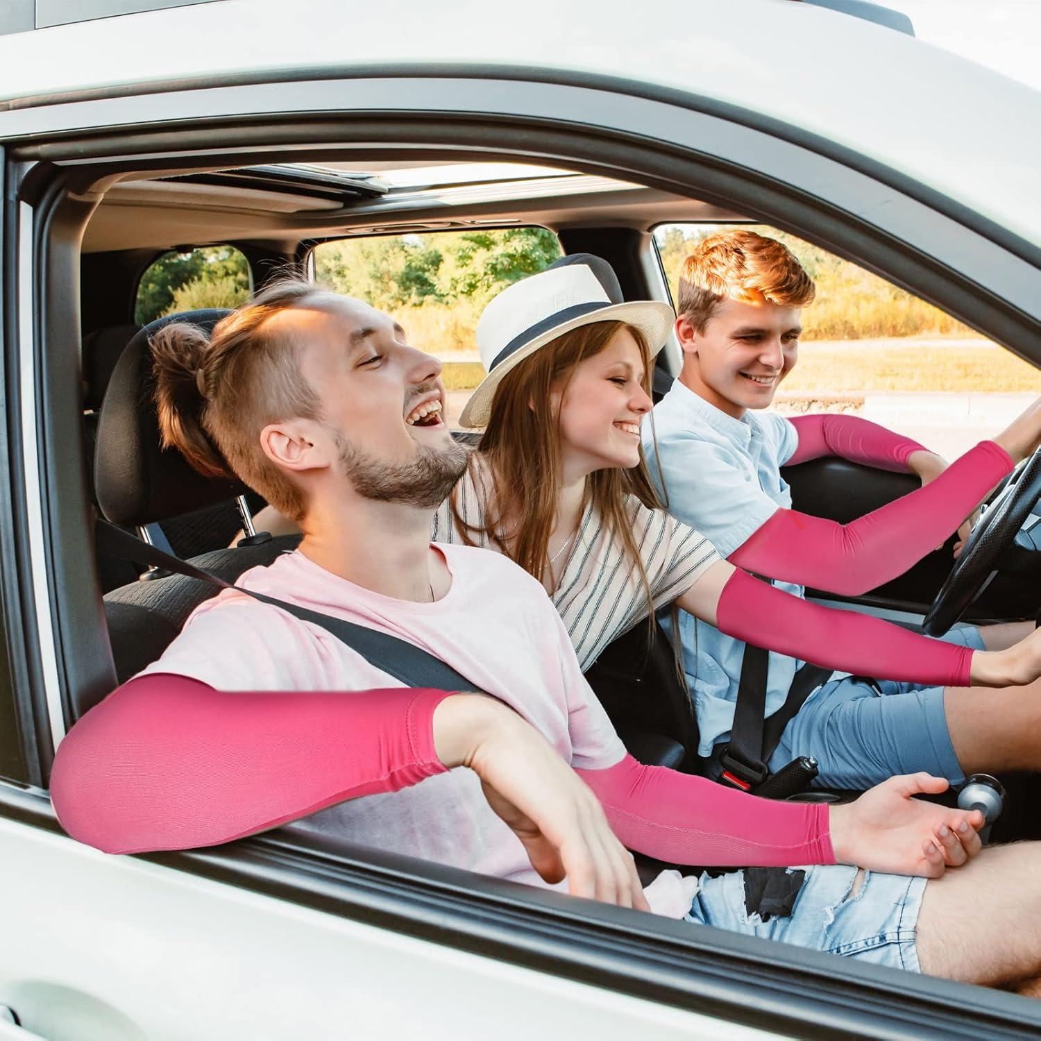 Mangas de Compresión UV Zhanmai 9 Pares para Mujeres Rosa