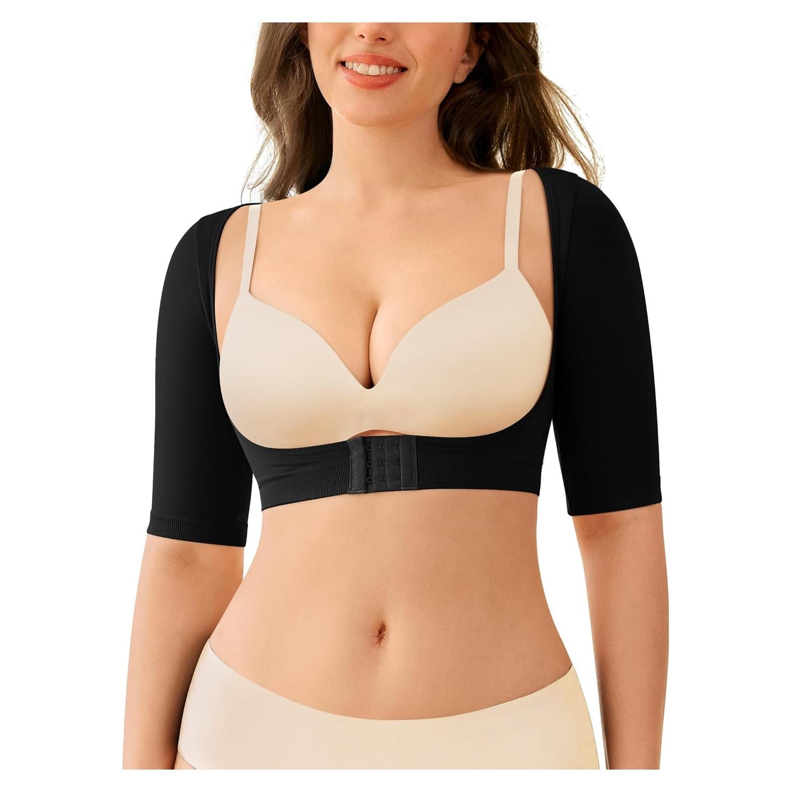 Mangas de Compresión para Brazos LOday Mujeres Talla Grande Negra