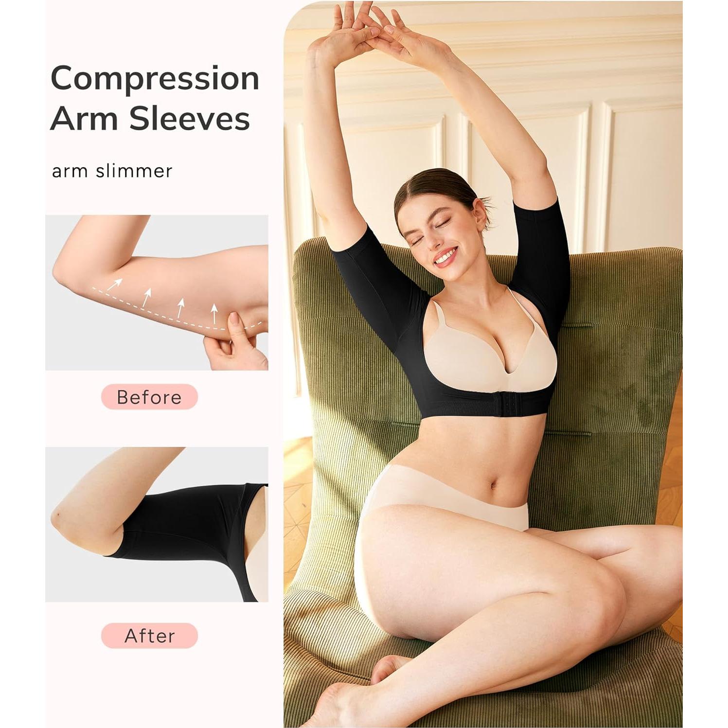 Mangas de Compresión para Brazos LOday Mujeres Talla Grande Negra