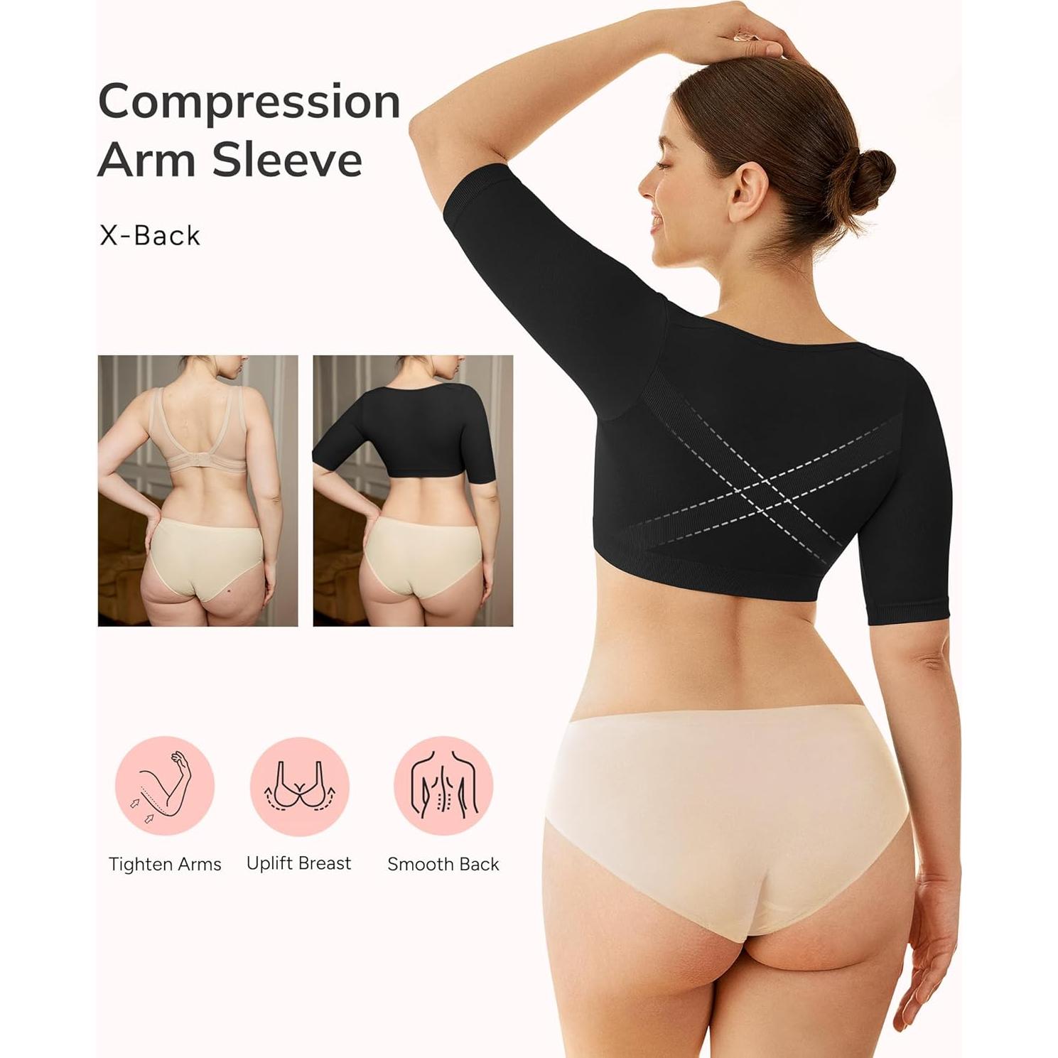 Mangas de Compresión para Brazos LOday Mujeres Talla Grande Negra