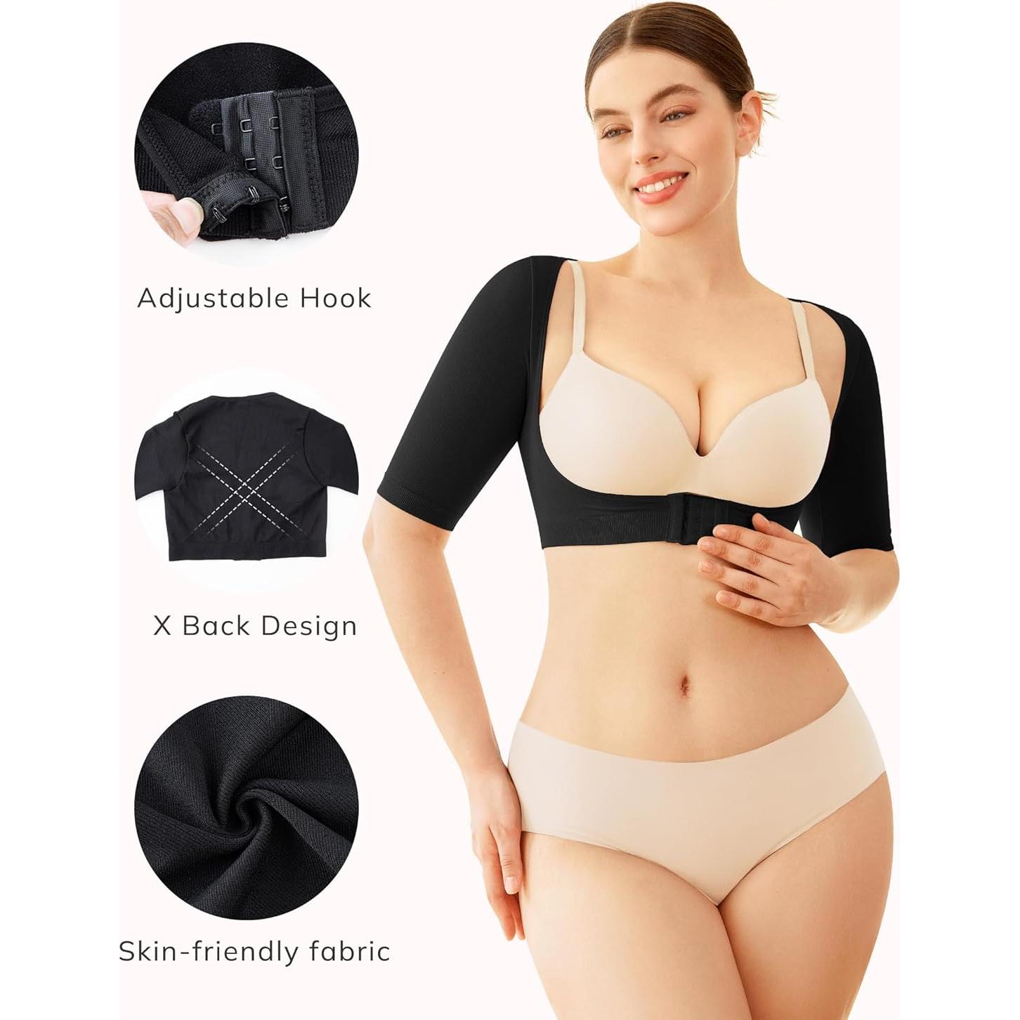 Mangas de Compresión para Brazos LOday Mujeres Talla Grande Negra