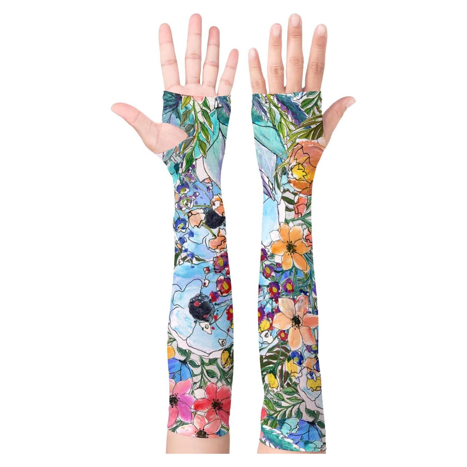 Mangas de Jardinería Protectores Solar Enfriadores Azul Floral