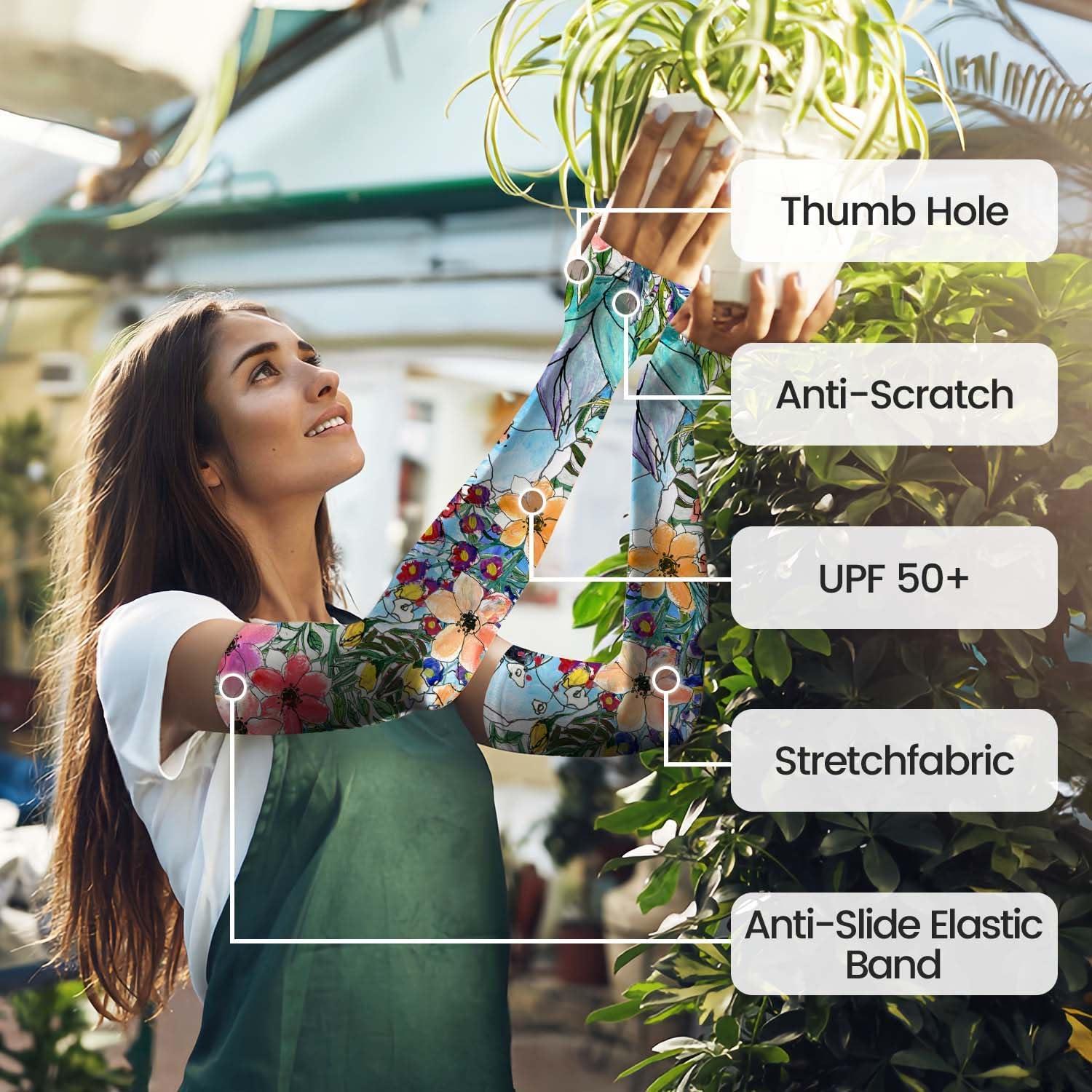 Mangas de Jardinería Protectores Solar Enfriadores Azul Floral