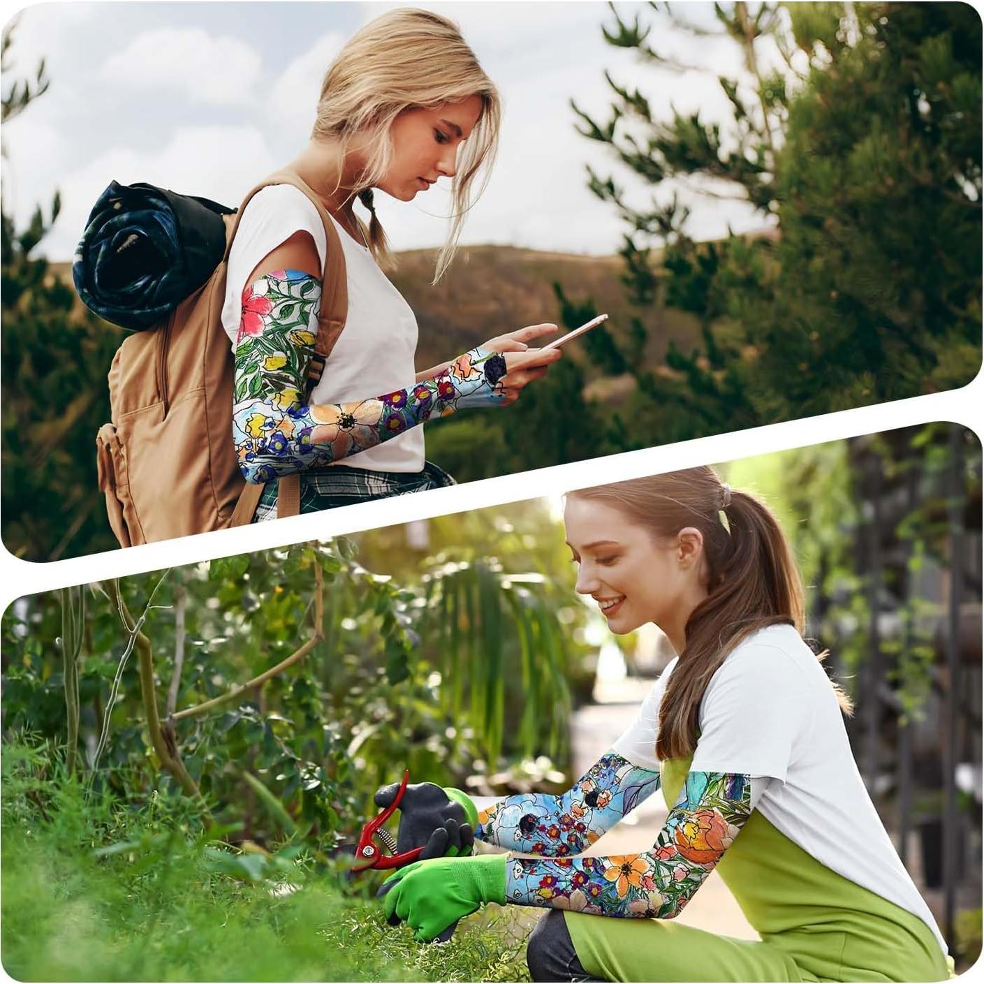 Mangas de Jardinería Protectores Solar Enfriadores Azul Floral