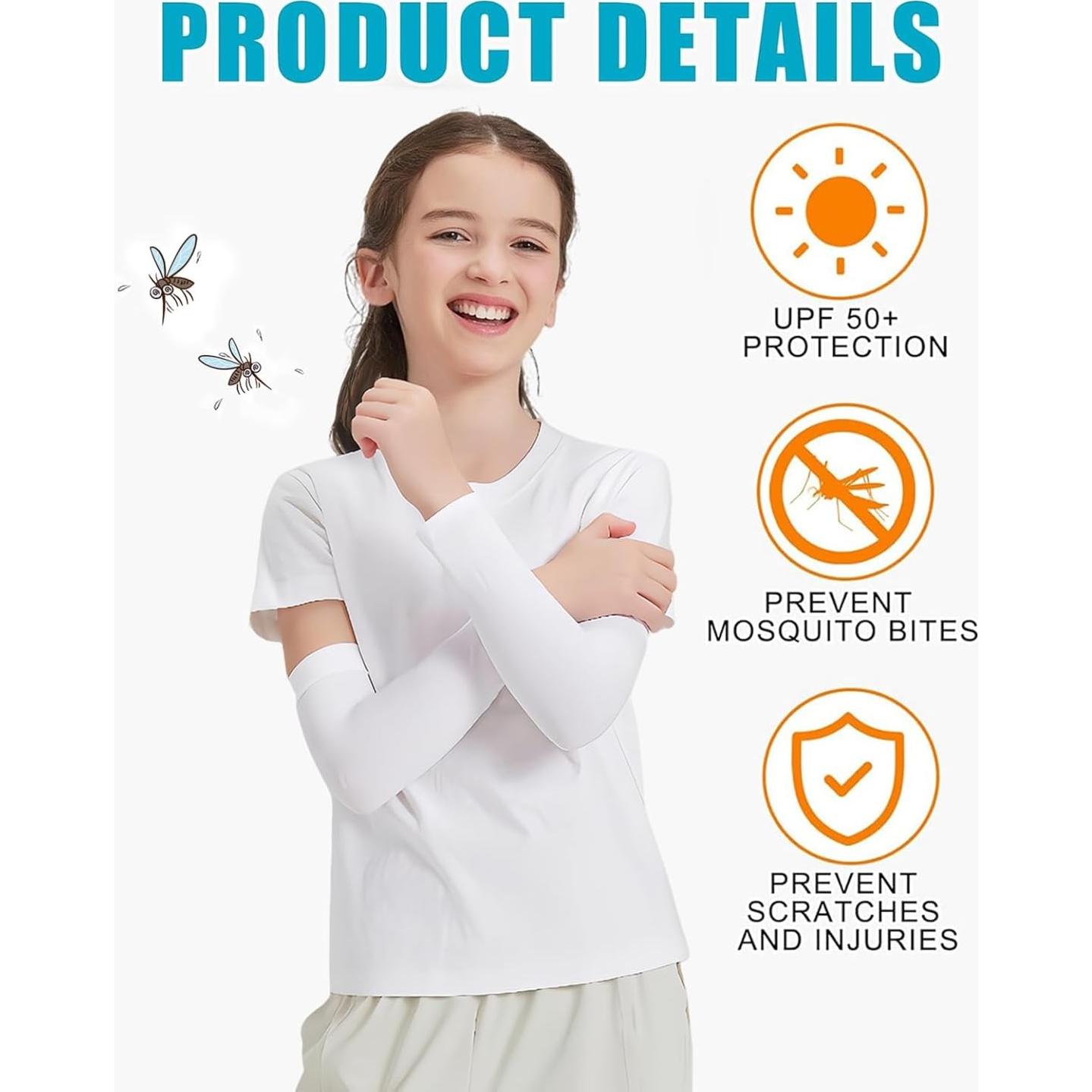 4 Pares de Mangas Refrigerantes UV para Niños - Protección Solar