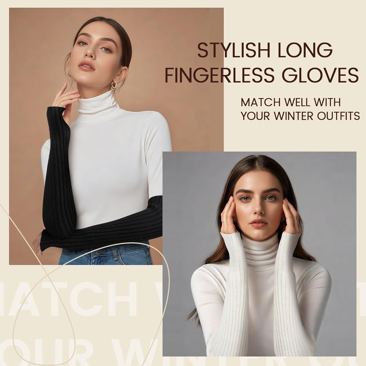 Mangas Calentadoras Clothirily para Mujeres - Guantes Largos sin Dedos