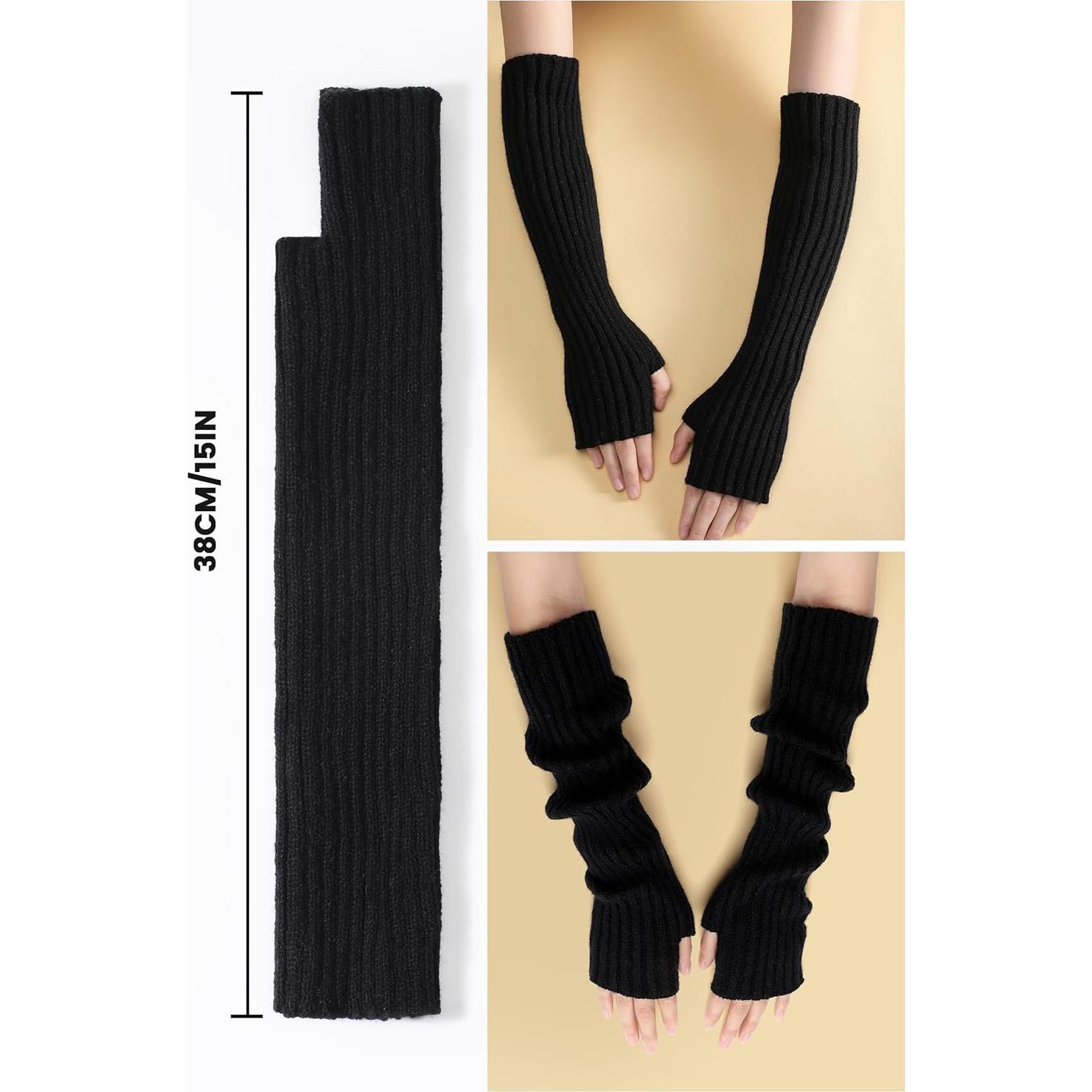 Mangas Calentadoras Clothirily para Mujeres - Guantes Largos sin Dedos