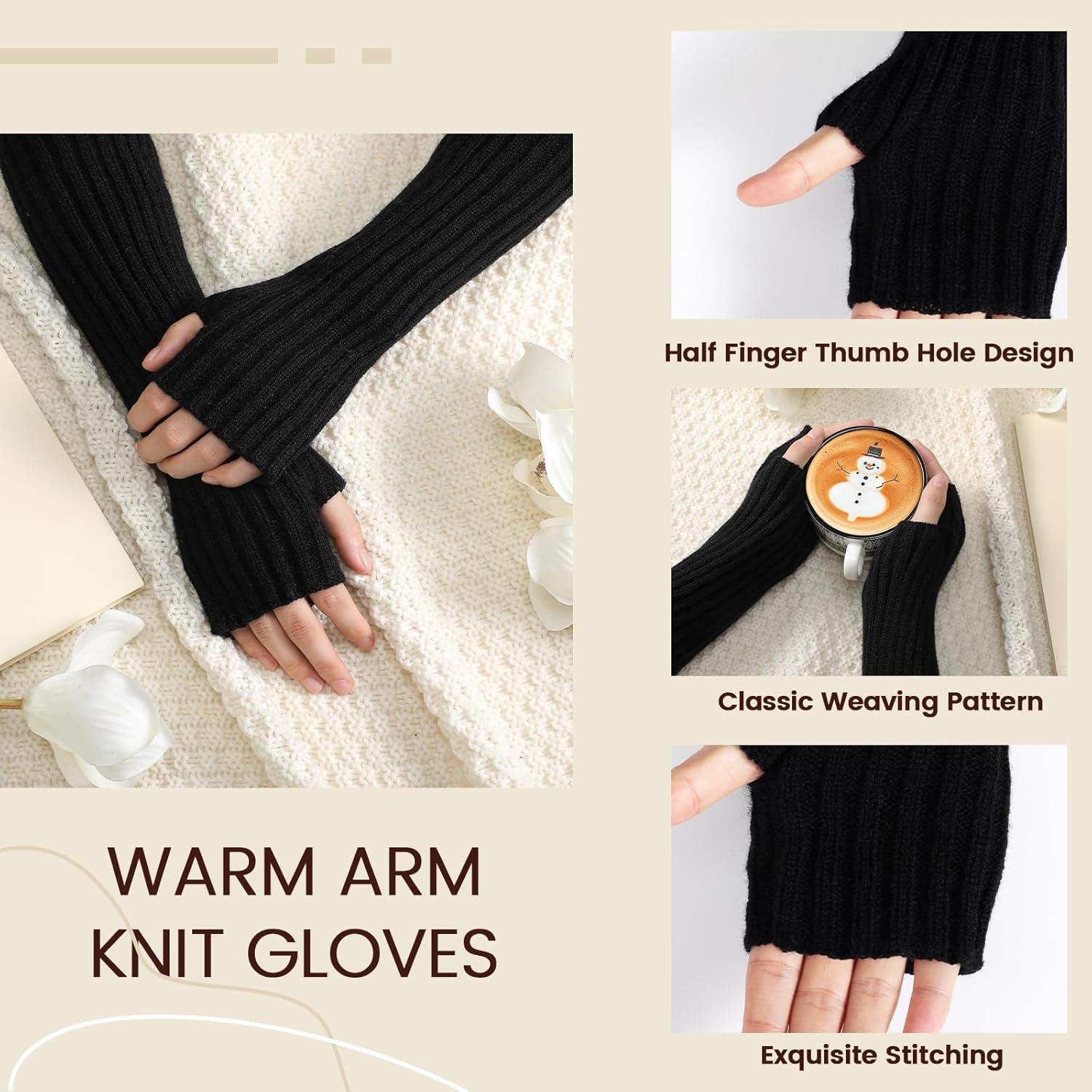 Mangas Calentadoras Clothirily para Mujeres - Guantes Largos sin Dedos