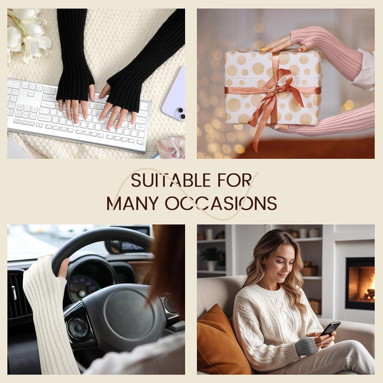 Mangas Calentadoras Clothirily para Mujeres - Guantes Largos sin Dedos