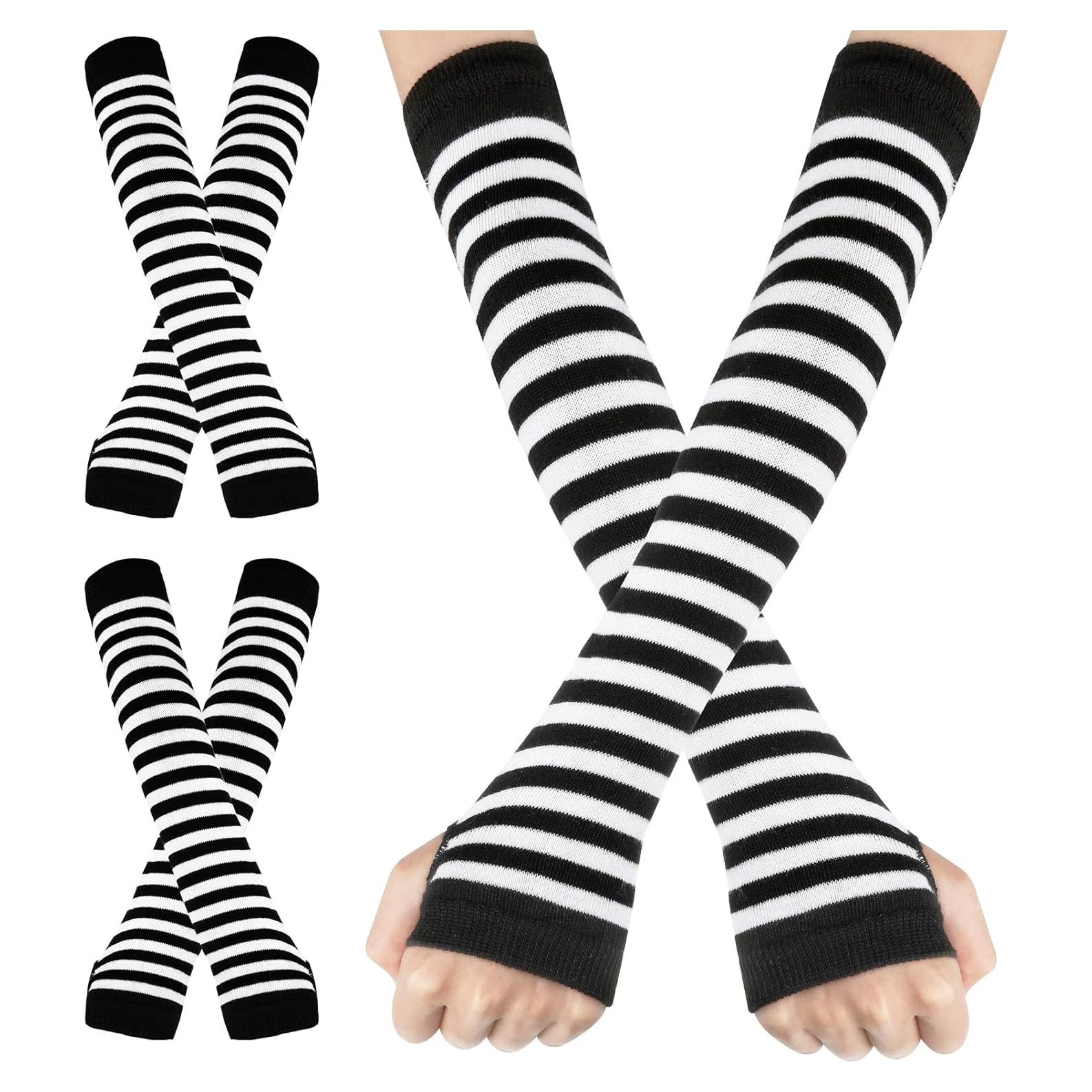 Calentadores de Brazos Sin Dedos Syhood 2 Pares Rayas Góticas
