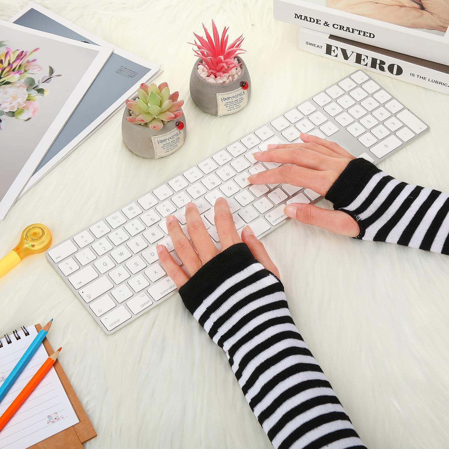 Calentadores de Brazos Sin Dedos Syhood 2 Pares Rayas Góticas