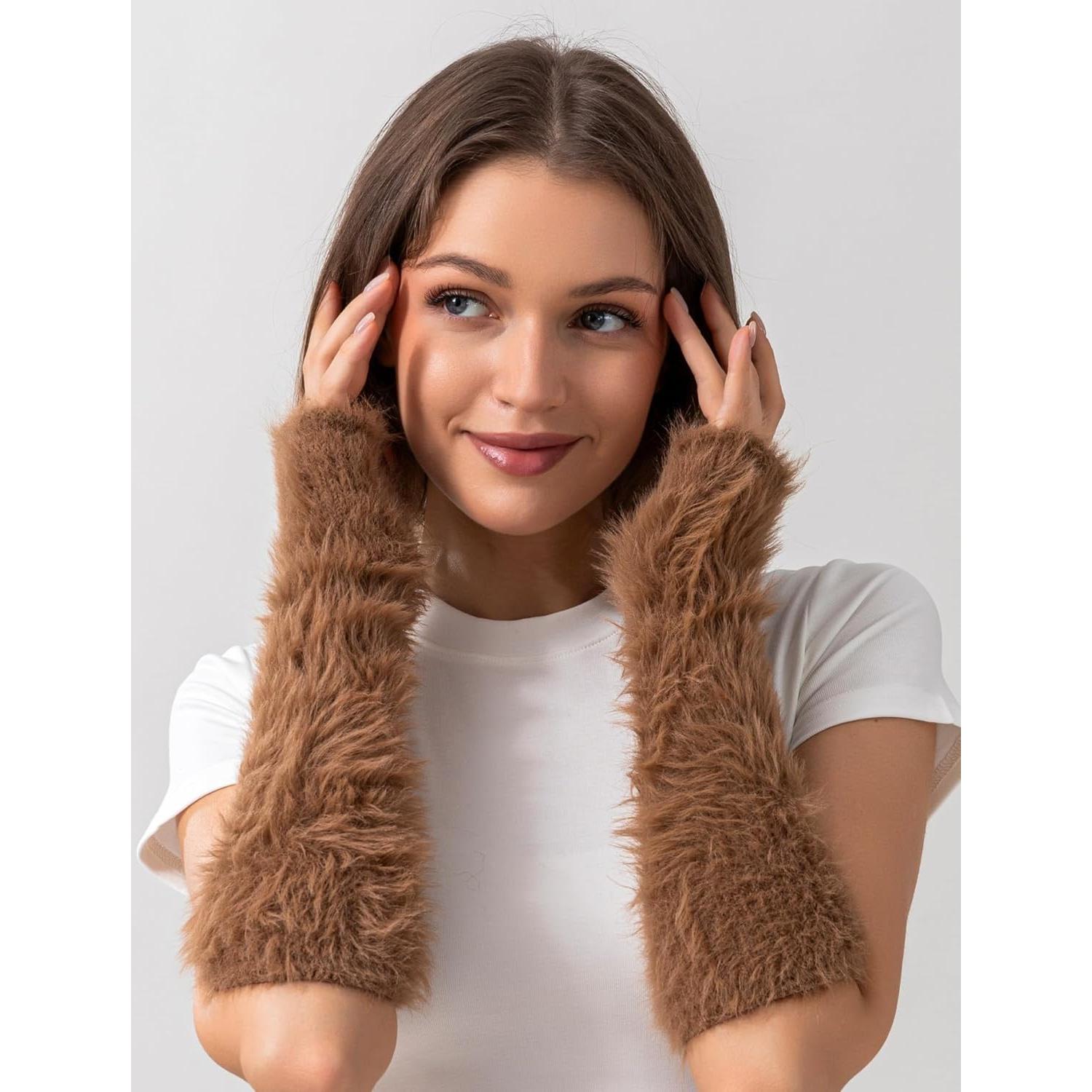 Calentadores de Brazo Kawaii para Mujeres - Marrón - B3467