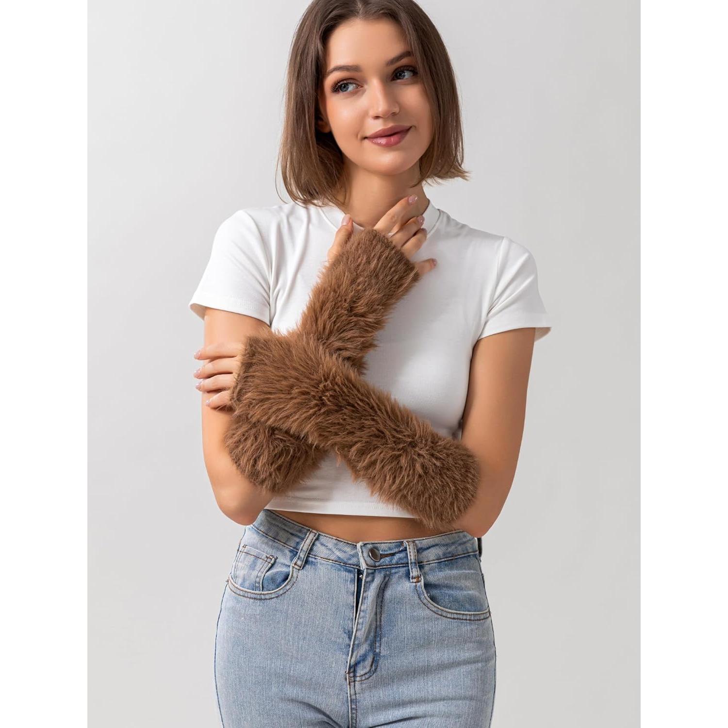 Calentadores de Brazo Kawaii para Mujeres - Marrón - B3467