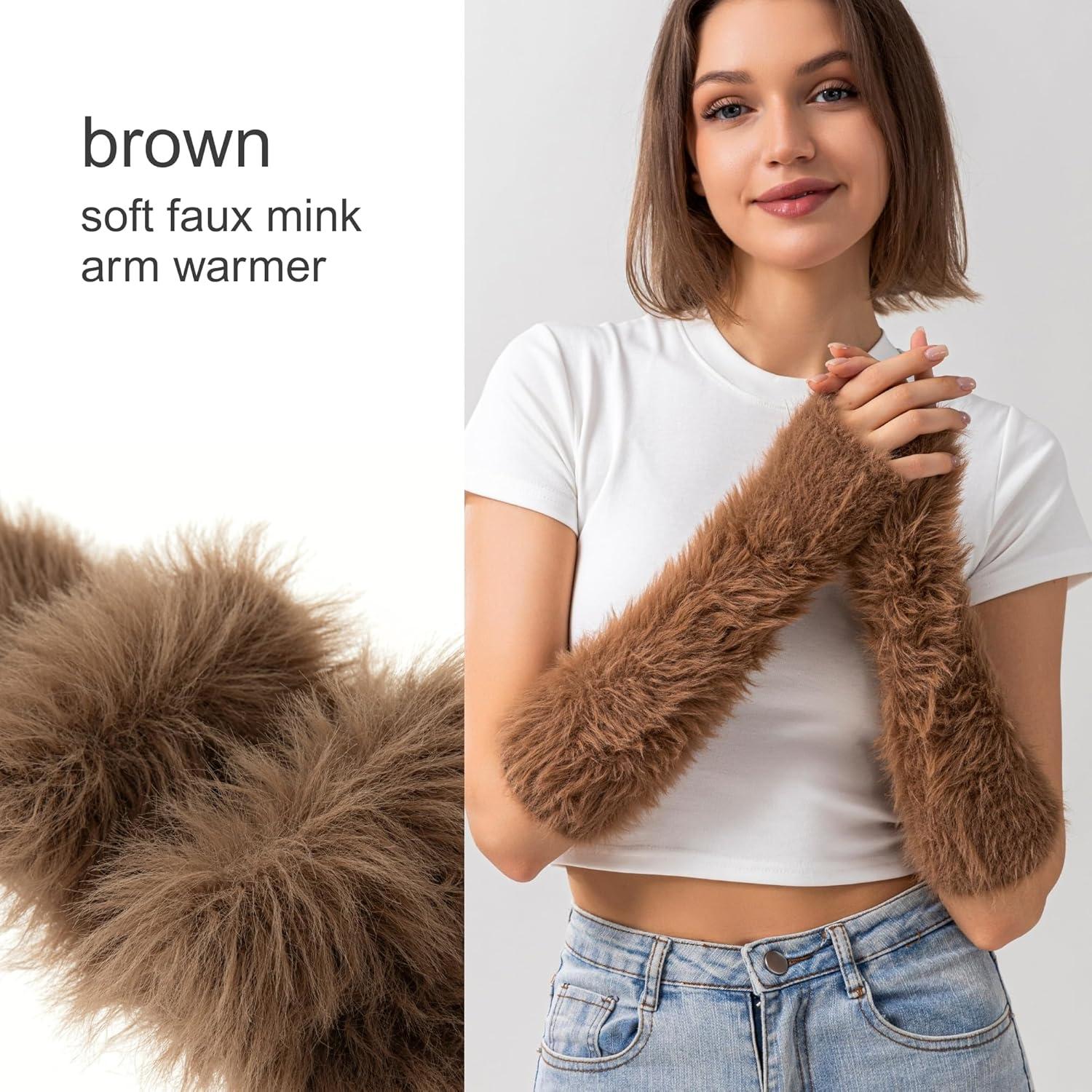 Calentadores de Brazo Kawaii para Mujeres - Marrón - B3467