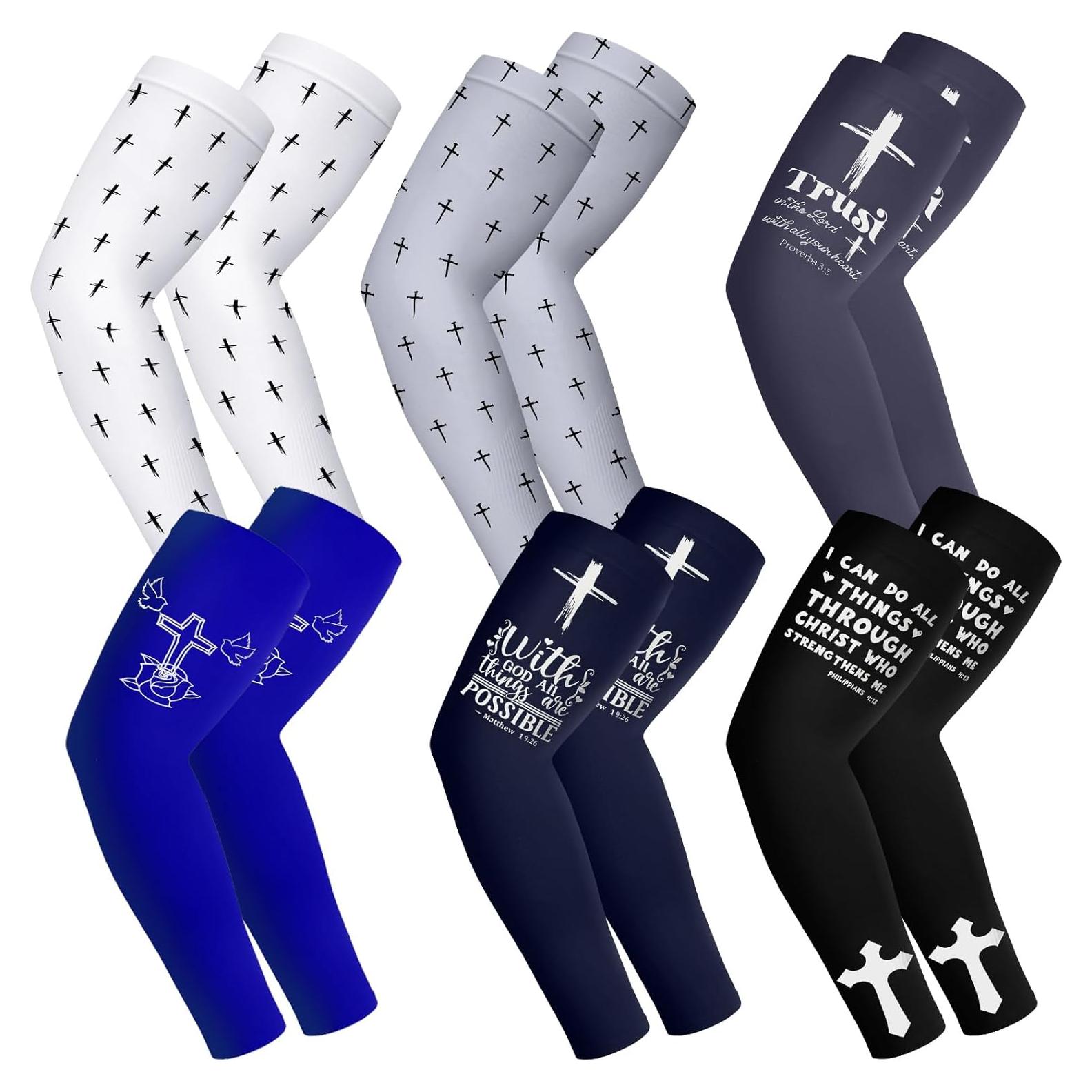 6 Pares Mangas de Brazo Cruz Cristianas para Deportes