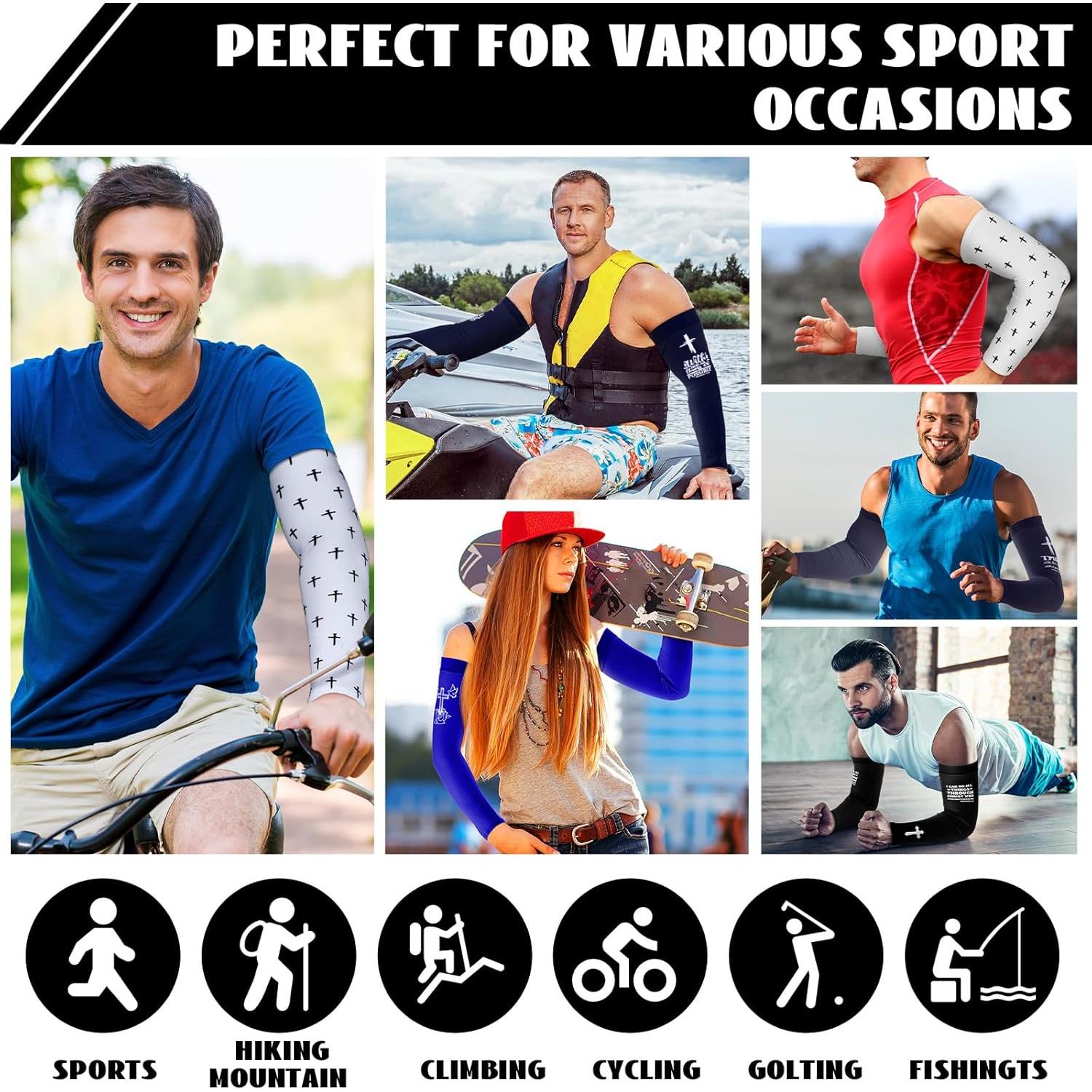 6 Pares Mangas de Brazo Cruz Cristianas para Deportes