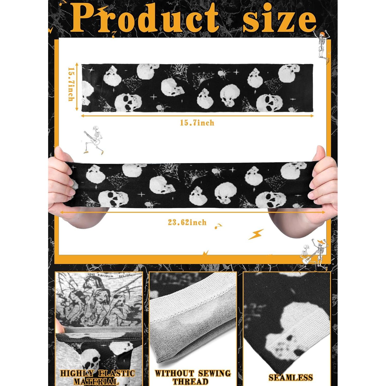 Mangas de Tatuaje Temporal Boao 12 Pcs Halloween UV 39.1x8.9cm